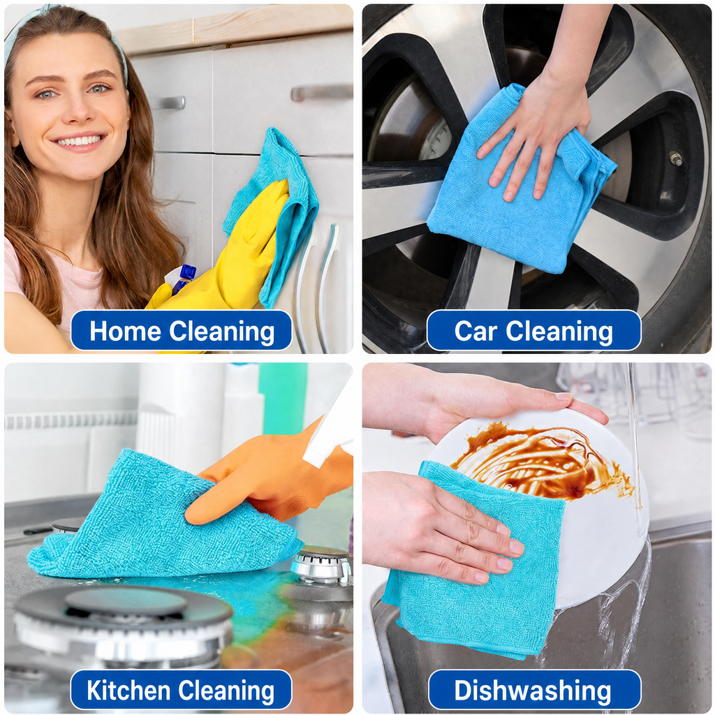 Microfiber Cleaning Cloth Light Green - 5 Pcs- High Performance - 1200 Washes, Ultra Absorbent Towels Weave Grime & Liquid for Streak-Free Mirror Shine - Car Washing Cloth