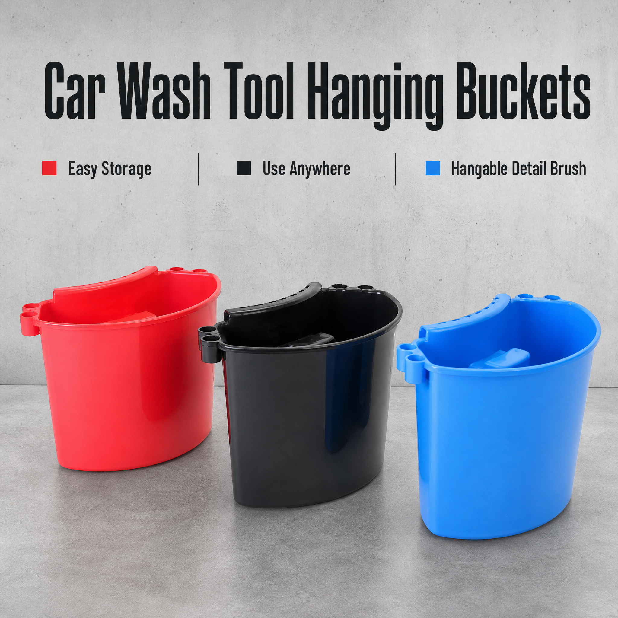 Scratch-Free Heavy Duty Rolling Car Wash Bucket with 5-Wheel Dolly - Clear View Water Monitoring & Tool Organizer - Complete Detailing Kit